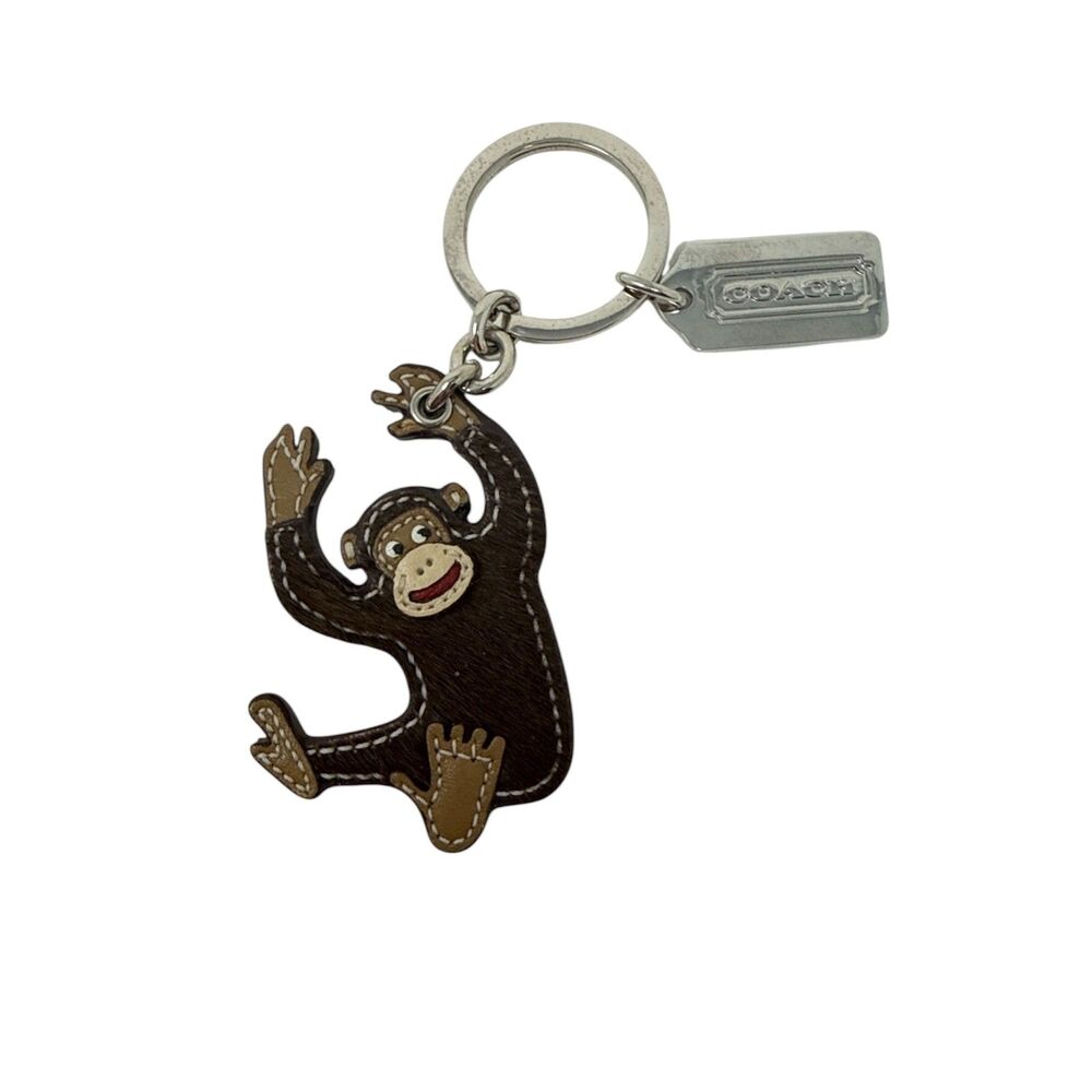 Vintage Coach Monkey fob Key Ring Purse Charm Rare Haircalf leather ape